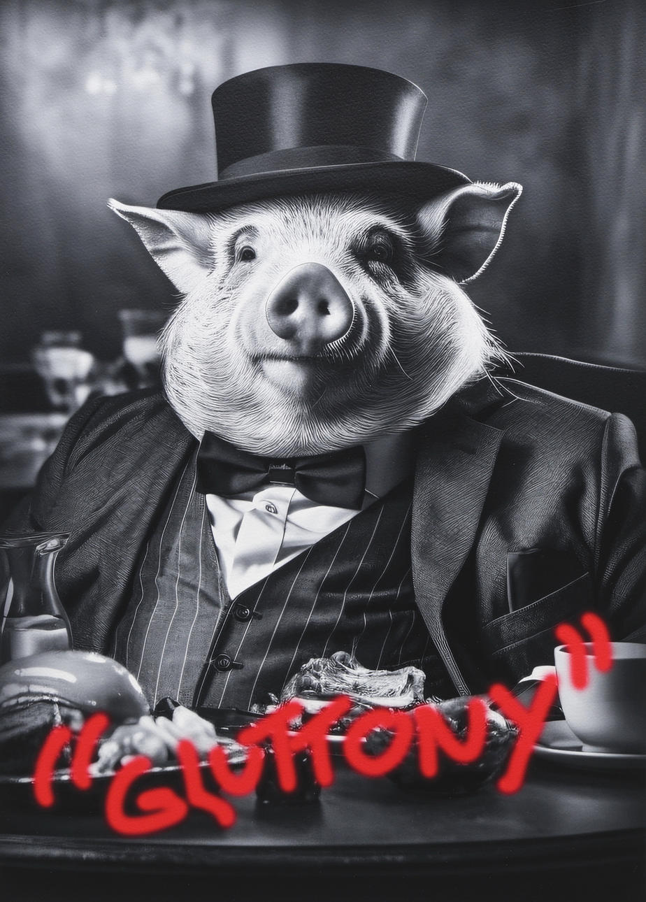 LARS TUNEBO. Mixed media, ”Gluttony”, signerad, numrerad 1/30.
