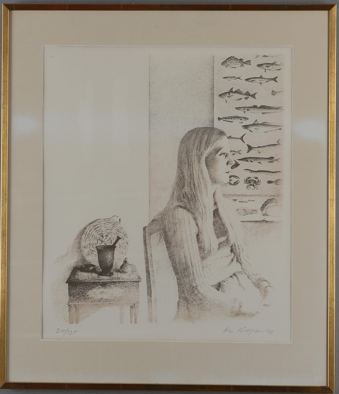 OLA BILLGREN. Flicka, färglitografi, signerad, numrerad 214/325.