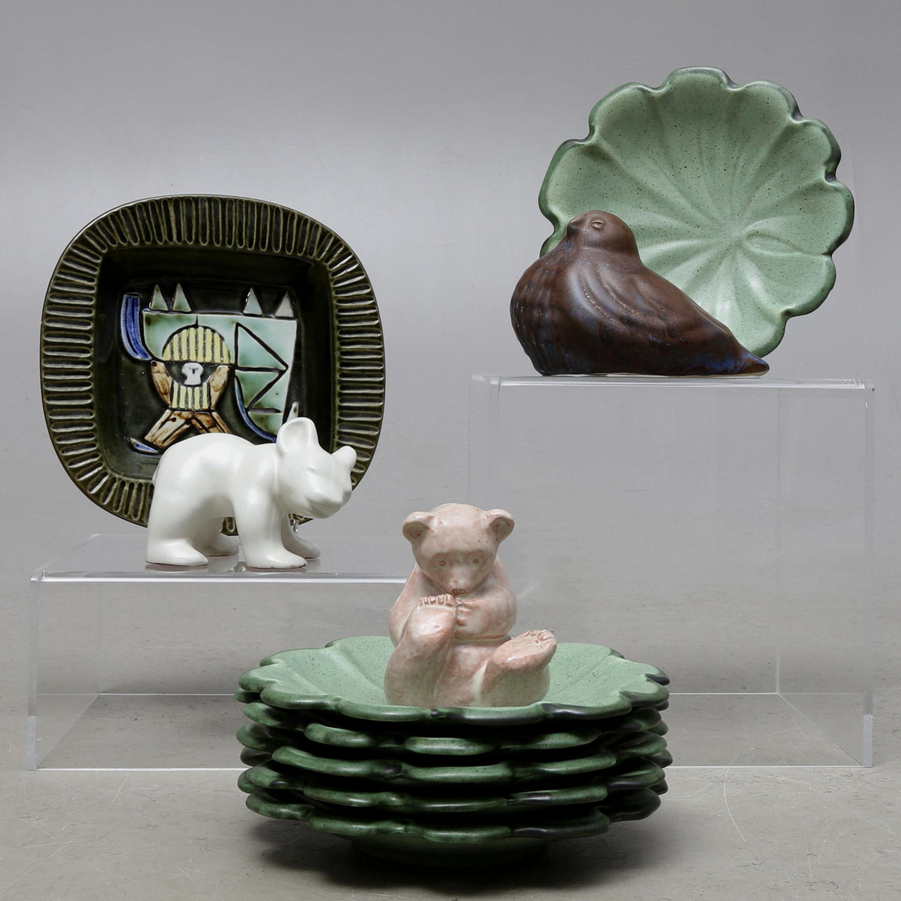 PARTI KERAMIK, 10 delar, bl a Lisa Larson.