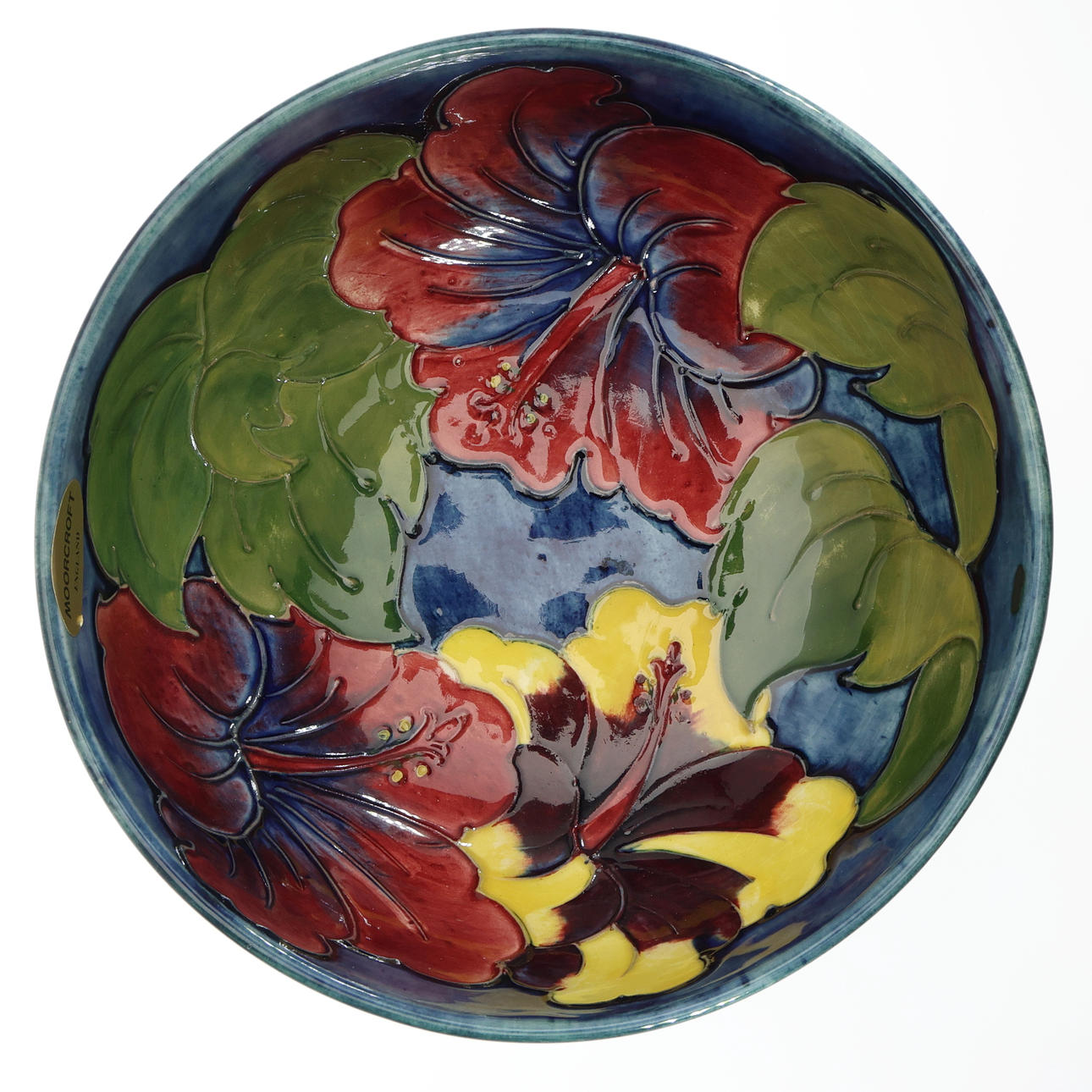 WALTER MOORCROFT HIBISCUS PATTERN BOWL.