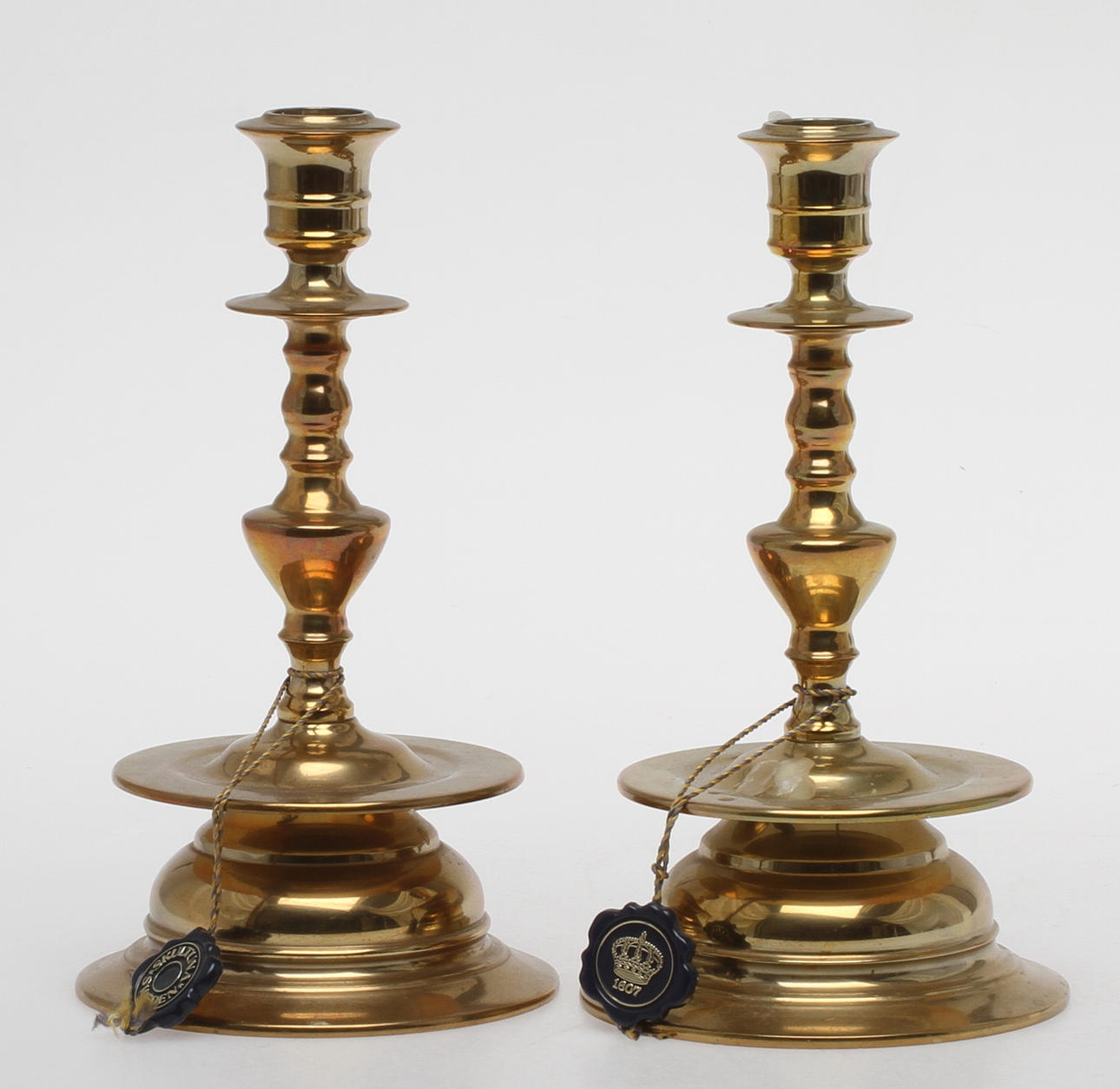 LJUSSTAKAR, ett par, mässing, barockstil, Skultuna No 58.