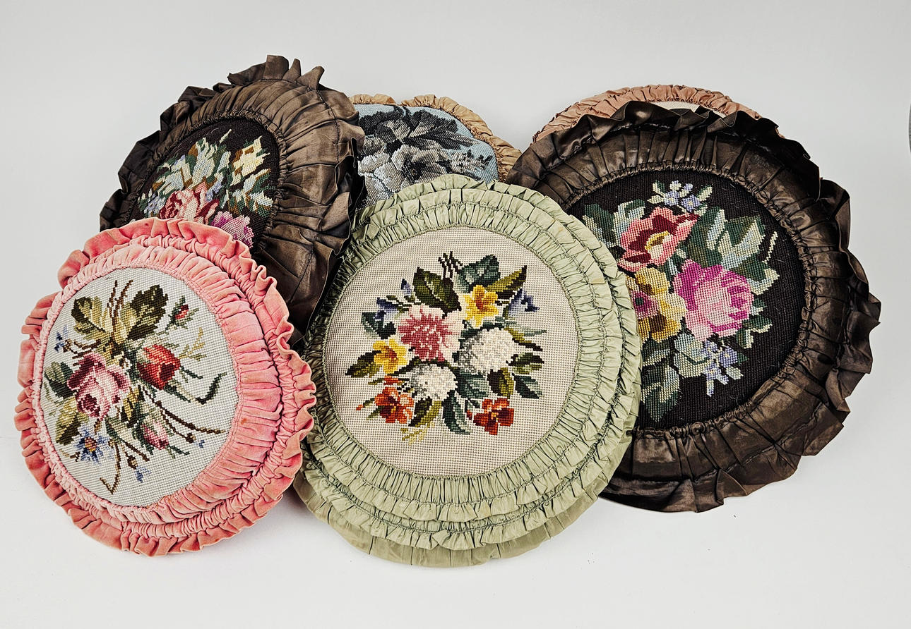 EMBROIDERED CUSHIONS, 6 pcs, 20th century.