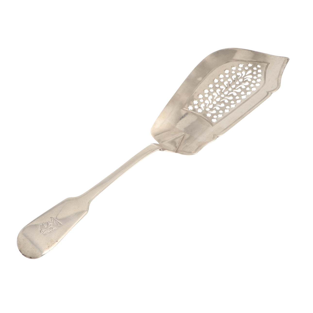AN EARLY VICTORIAN SILVER FIDDLE PATTERN FISH SLICE.