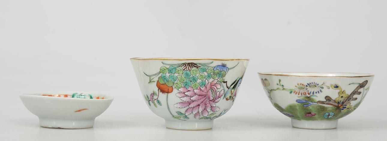 SKÅLAR, porslin, 3 stycken, Kina, 1800-1900-tal.