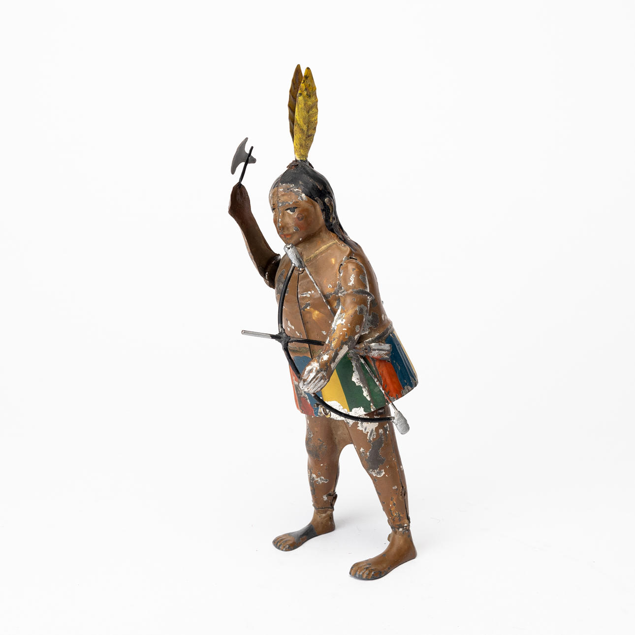 GÜNTHERMANN Native American, painted tin, clockwork, Germany.