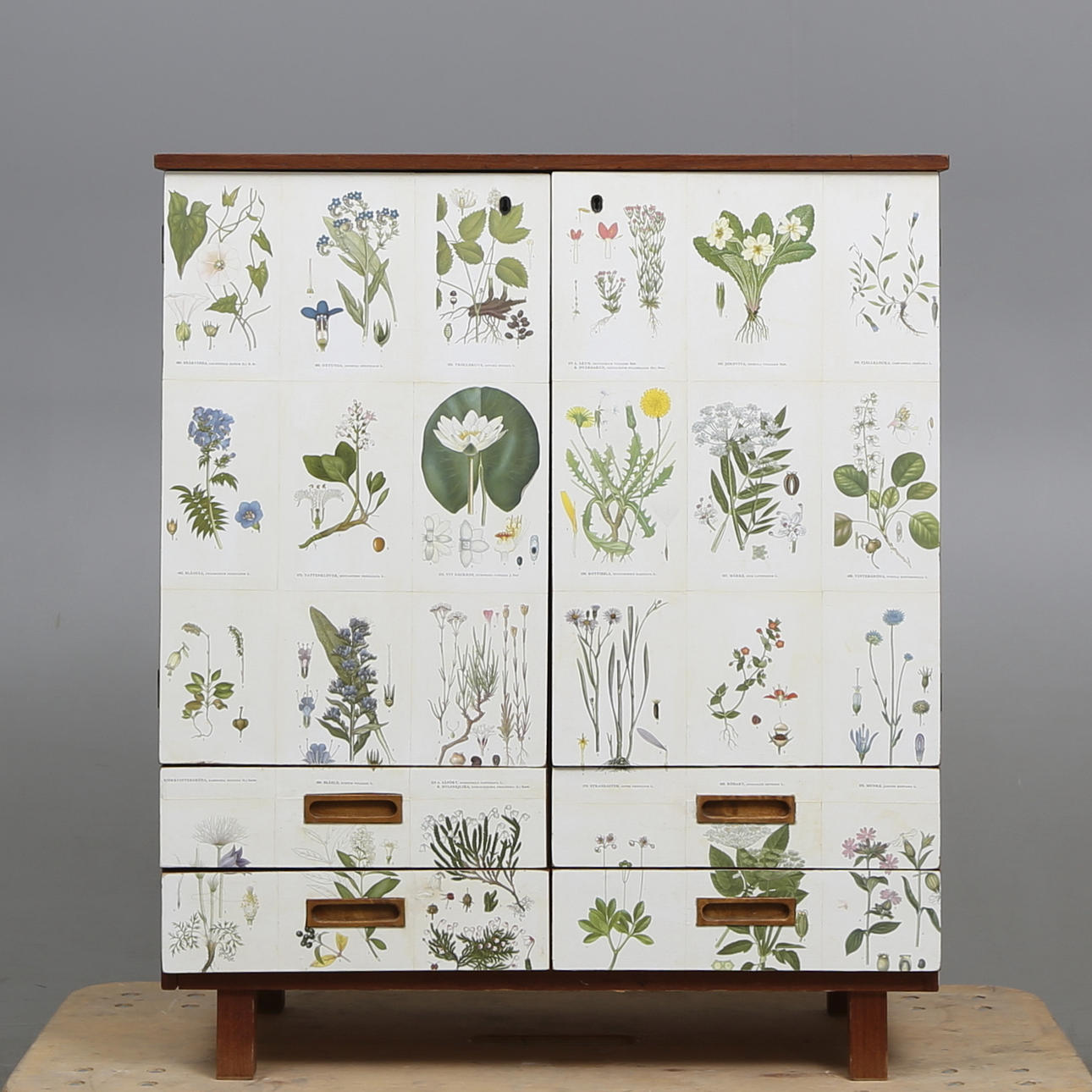 SKÅP, teak med dekor "Nordens Flora", 1900-tal.