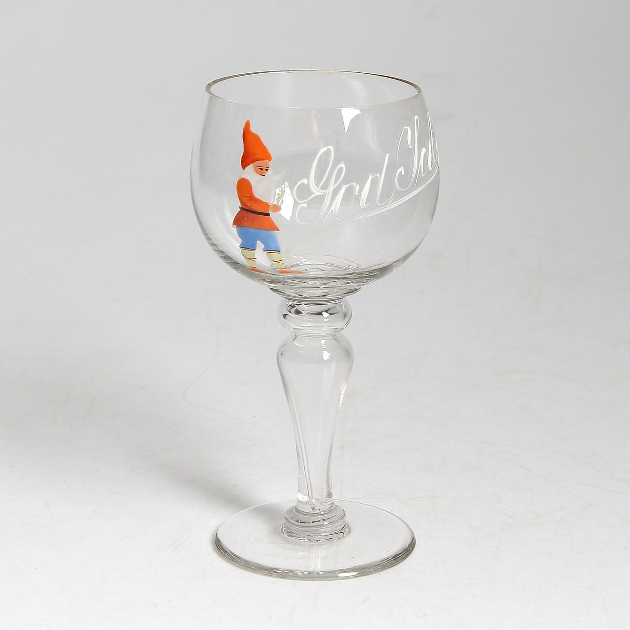 MUMMAGLAS, handmålat, 1900-talets första hälft.