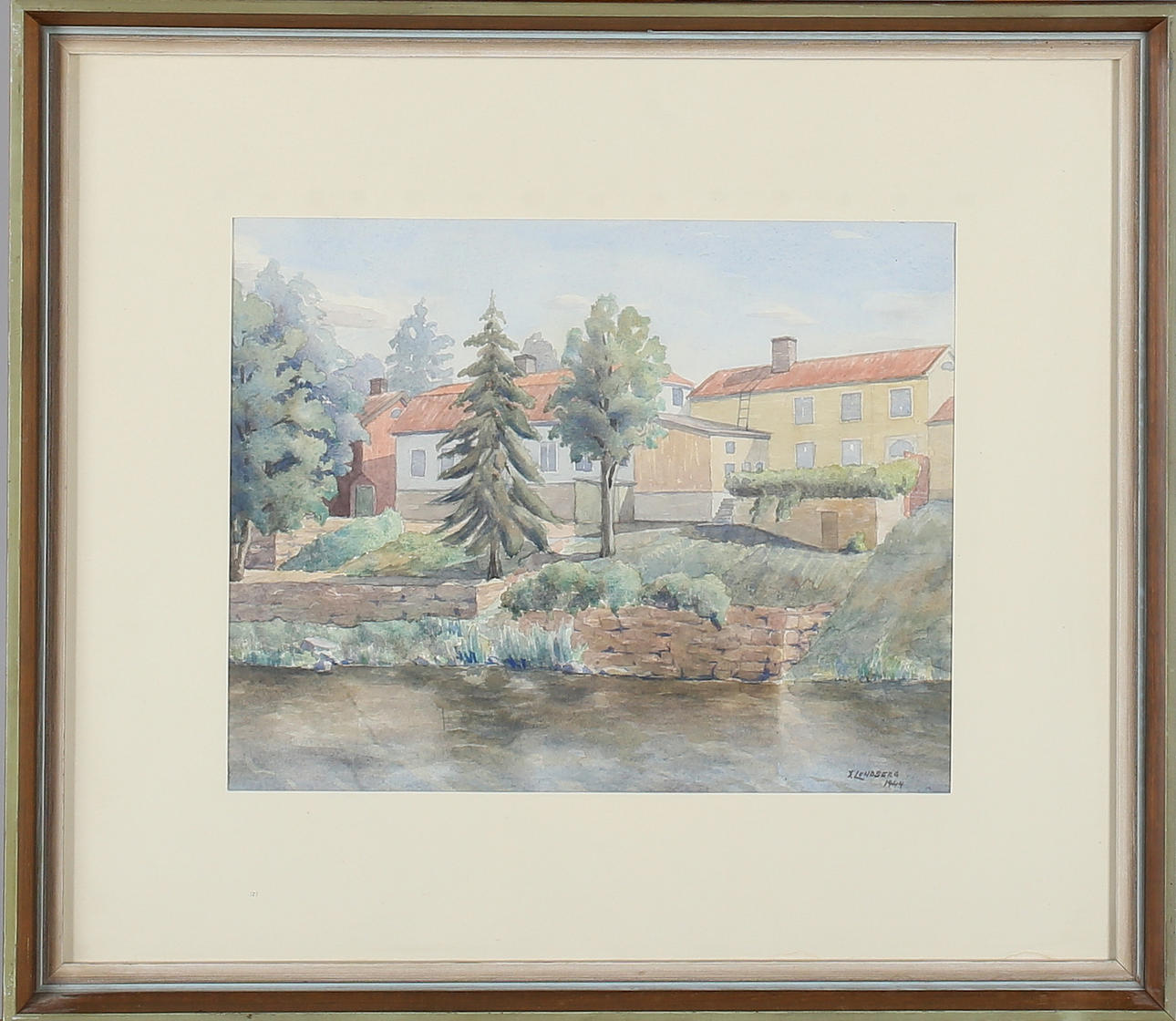 OIDENTIFIERAD KONSTNÄR. Sommarmotiv, akvareller, 2 st, signerade J Lundberg samt daterade -33 och -44.