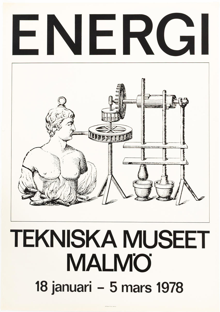 UTSTÄLLNINGSAFFISCH. "Energi", Tekniska Museet Malmö, 1978.