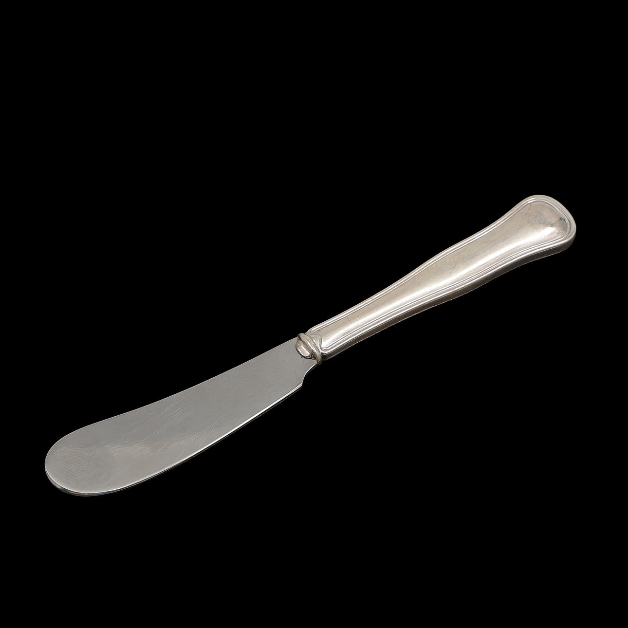 SMÖRKNIV, SILVER "GAMMAL DANSK " ROSTFRITT BLAD, COHR, DANMARK.