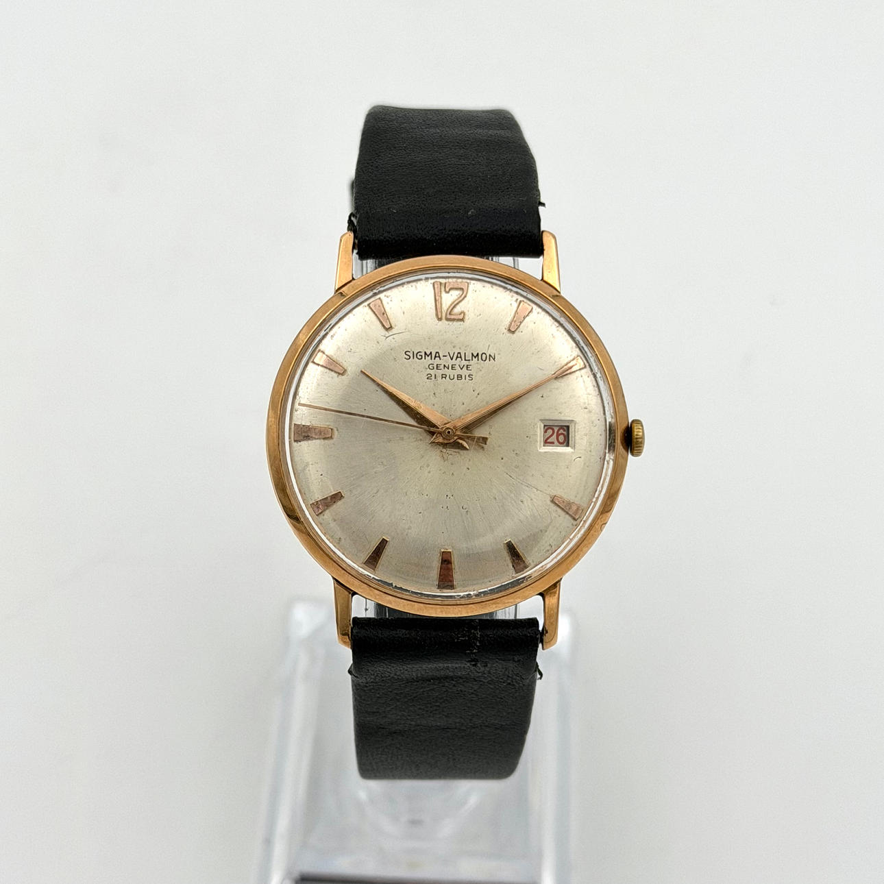 SIGMA-VALMON, wristwatch, 1950s, automatic, 18k gold.