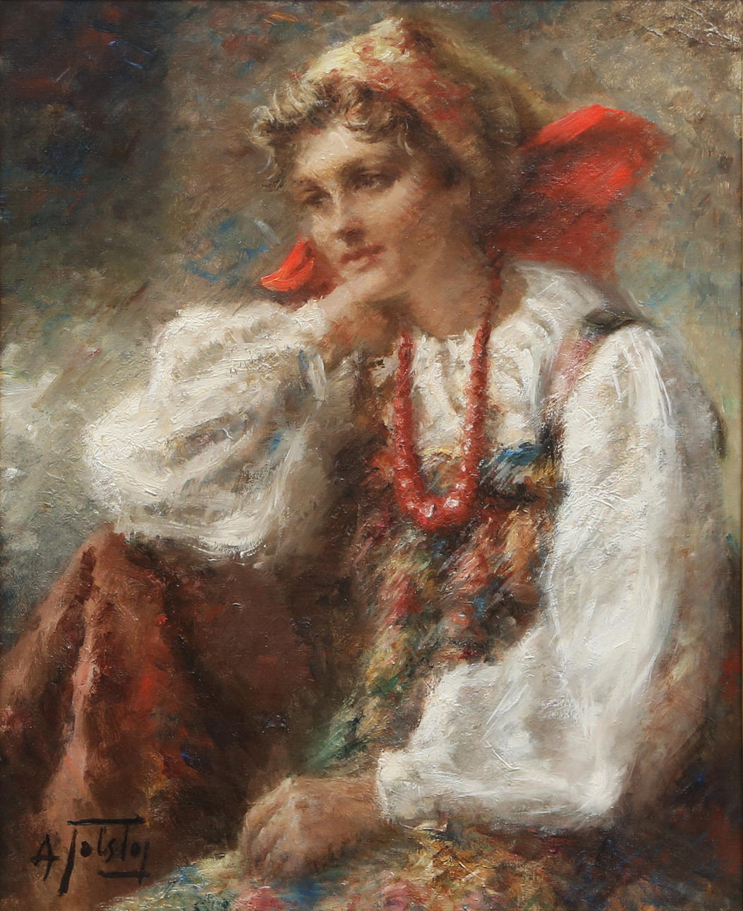 ALEXANDER TOLSTOJ. OIL, on canvas, signed.