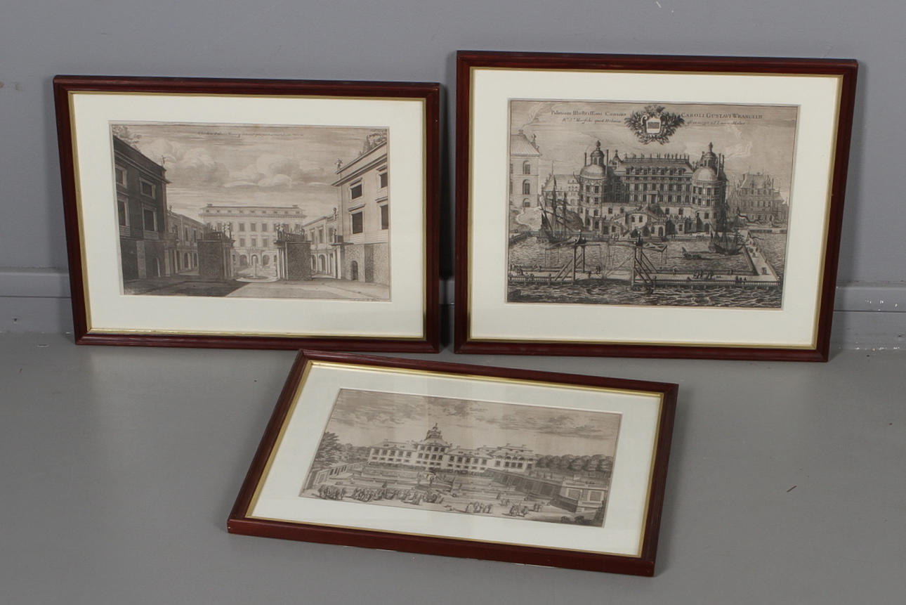 GRAFISKA BLAD, 3 st, efter Erik Dahlberg. 1800-tal.