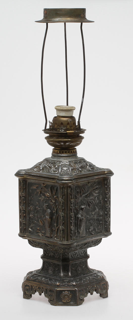 BORDSLAMPA, zink, 1800/1900-tal.