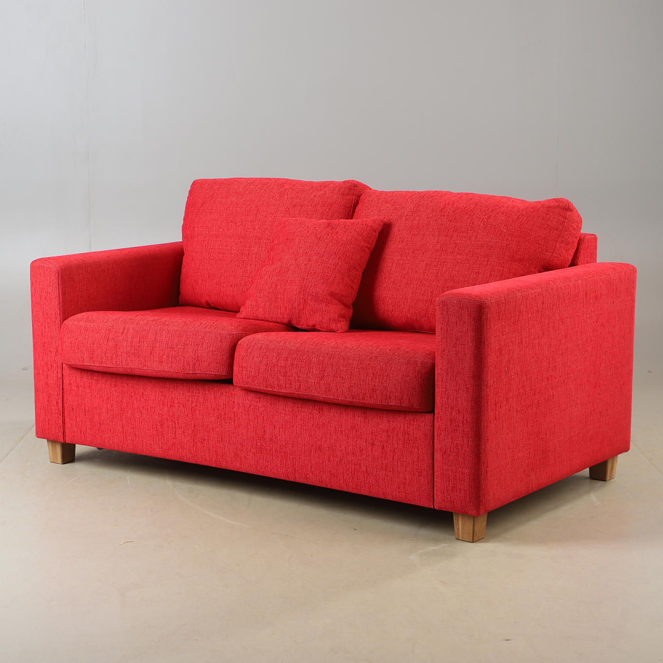 BÄDDSOFFA MED SITTPUFF, textil med ekben, 2000-tal.