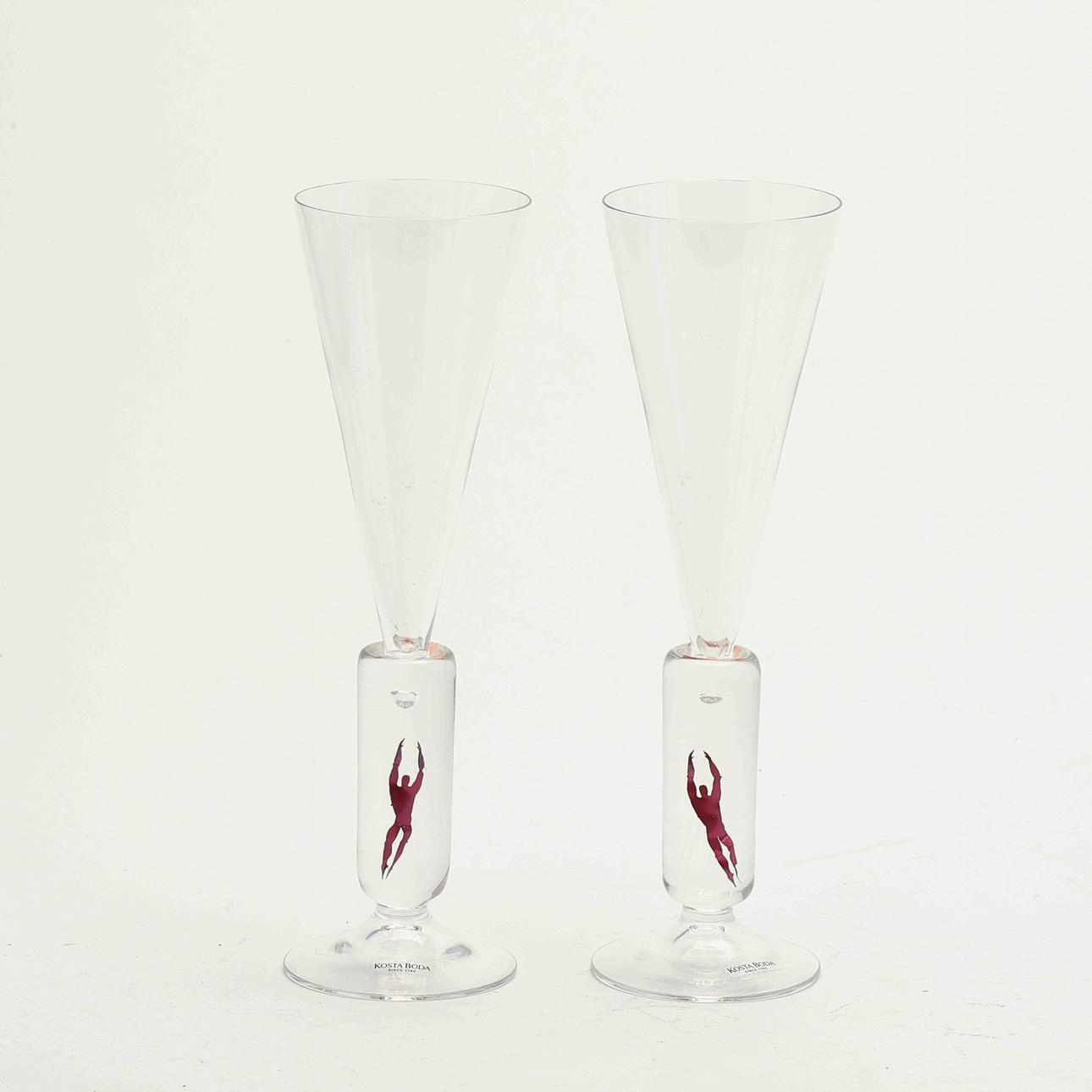 BERTIL VALLIEN. glasses, a pair, "Millenium", Kosta Boda, year 2000.