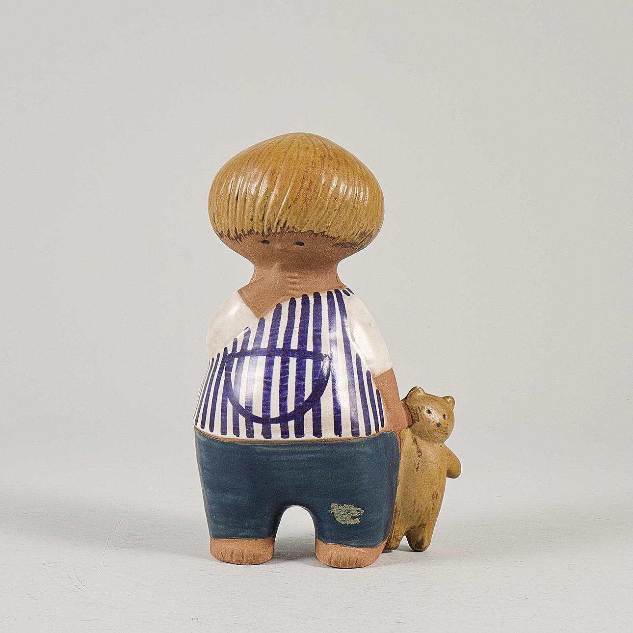 LISA LARSON. Sculpture, Malin from the series Larsons Ungar, Gustavsberg 1962-1980, painted and partially glazed brown stoneware.