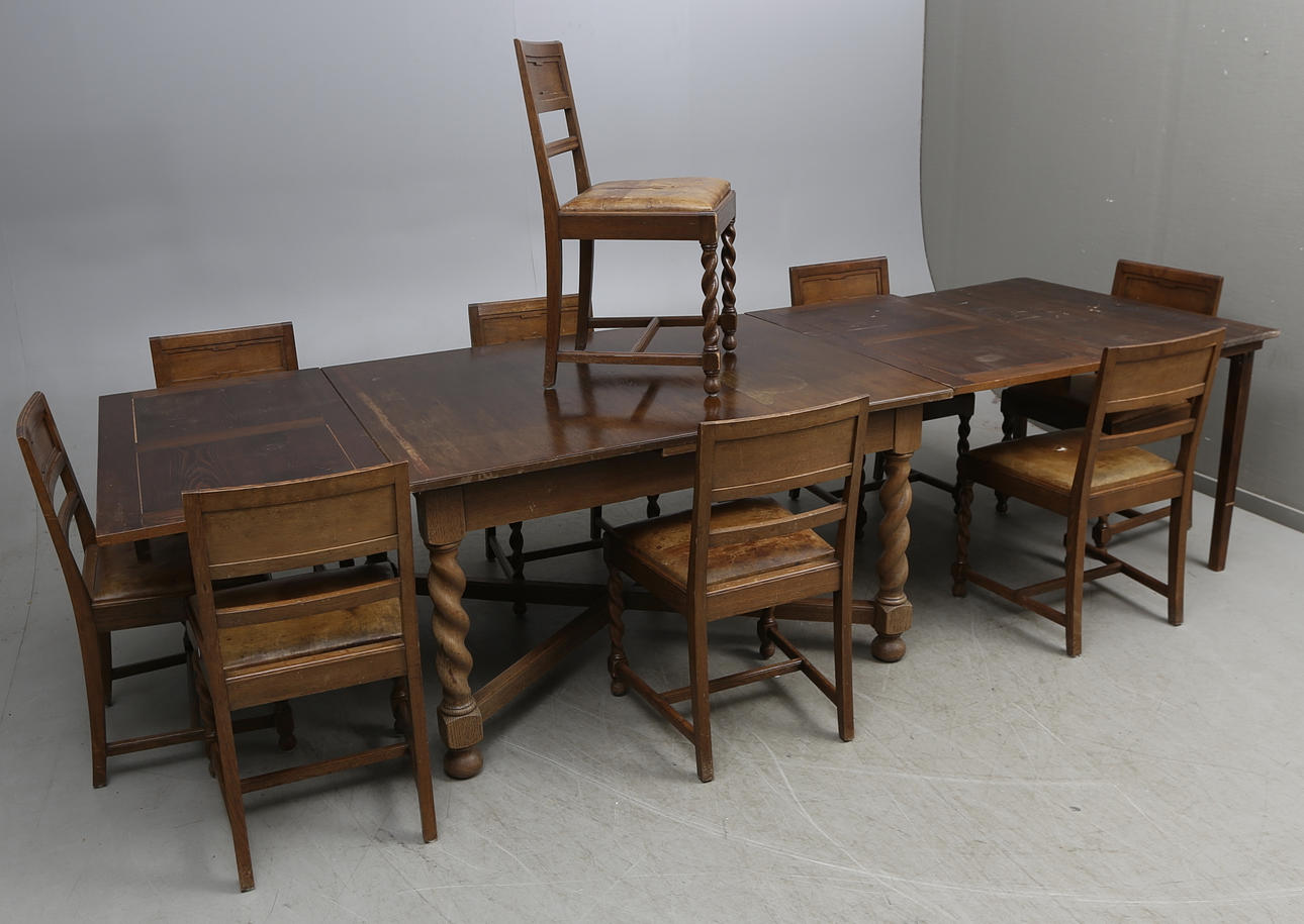 MATSALSMÖBEL, 12 delar, barockstil, tidigt 1900-tal.