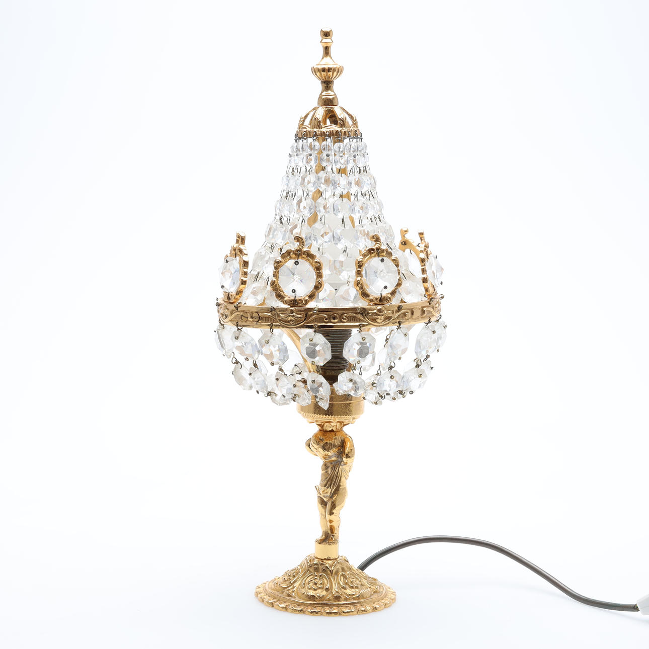 BORDSLAMPA metall med prismor.