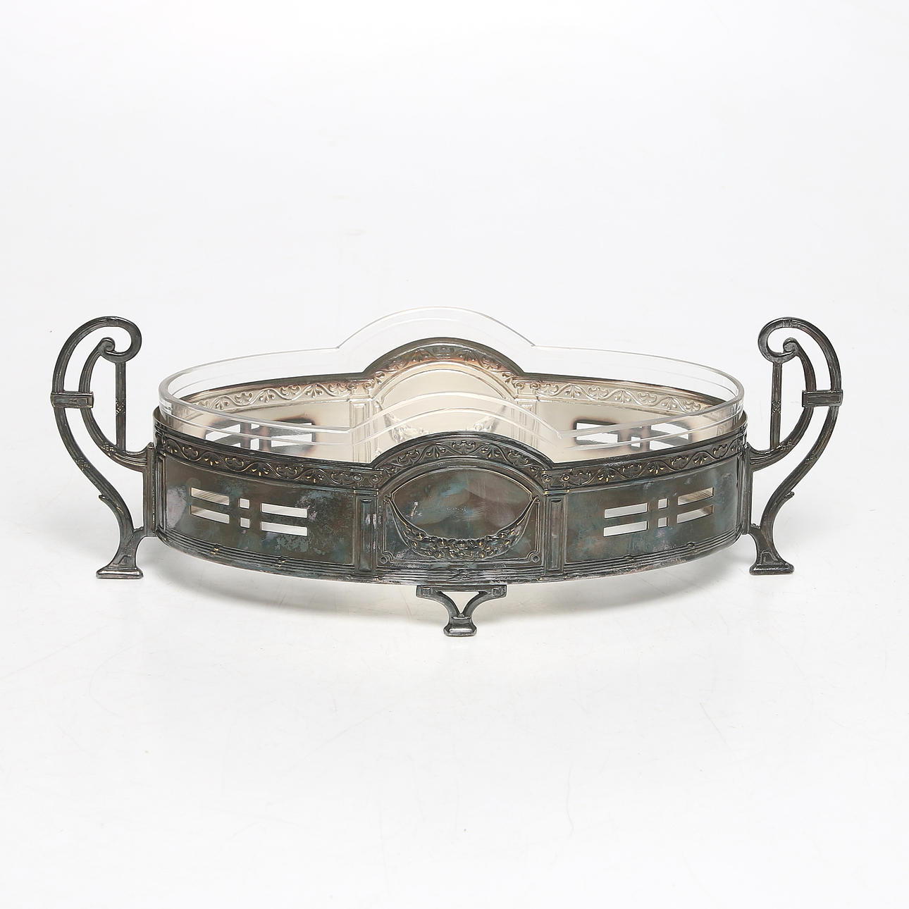 JARDINÄR, nysilver och glas, jugend, 1900-talets första fjärdedel.