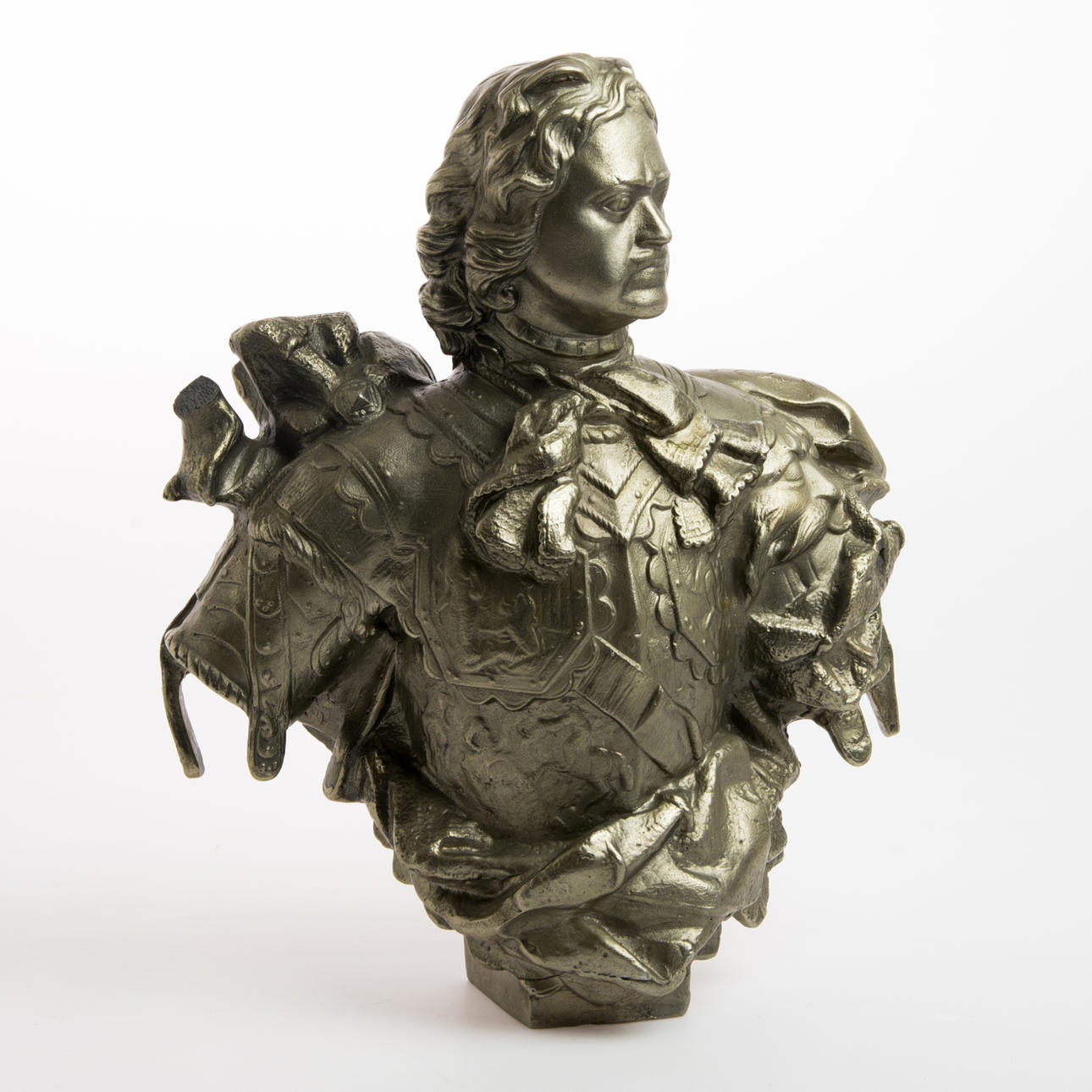 SKULPTUR, mansbyst, försilvrad metall, Ryssland.