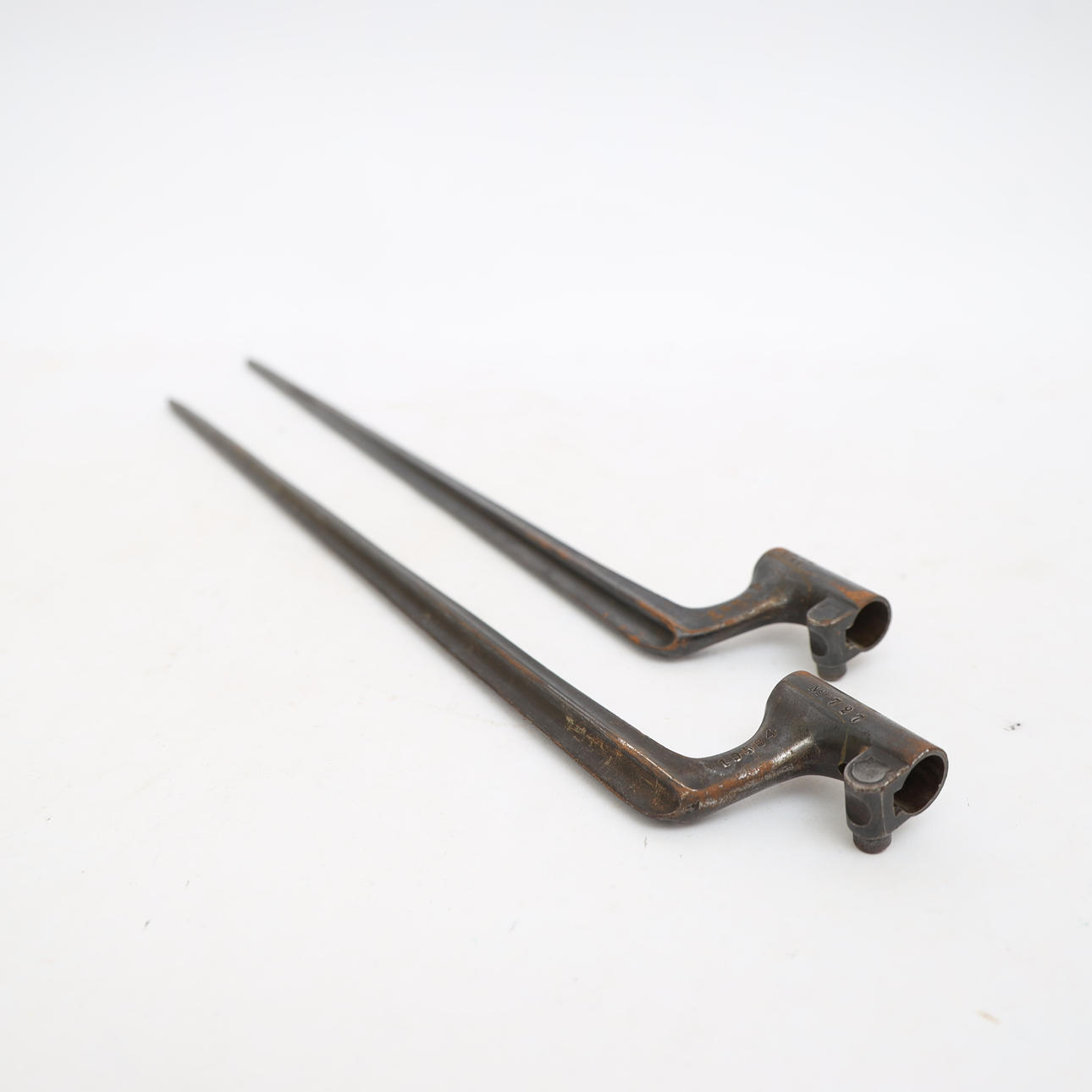 BAYONETS A PAIR, iron, stamped.