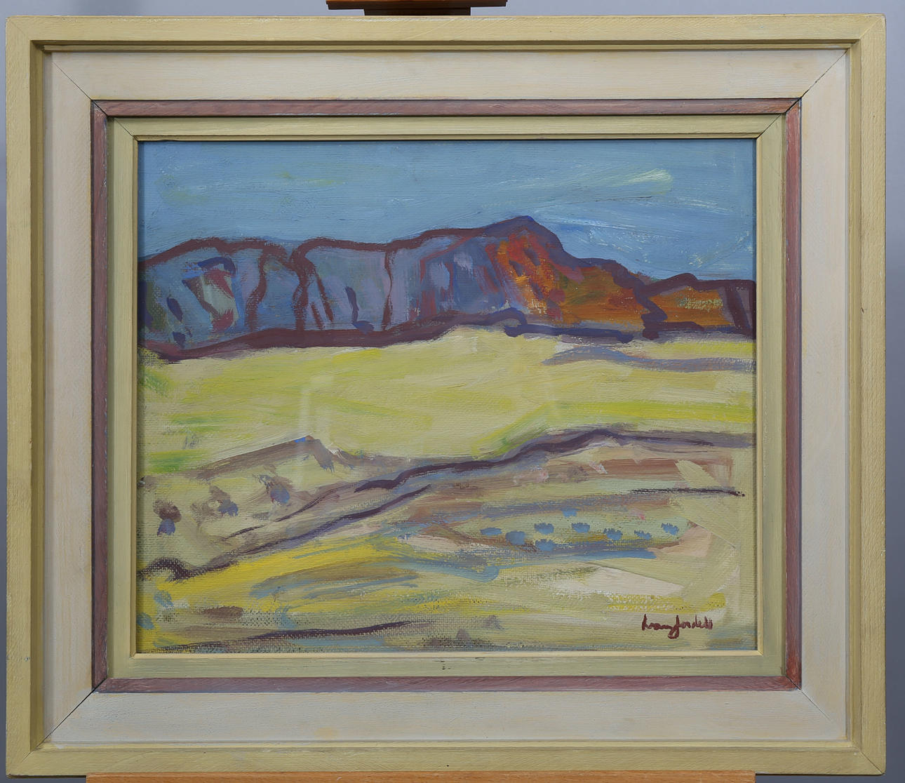 IVAN JORDELL. Olja/tempera på pannå, Landskapsvy, signerad.