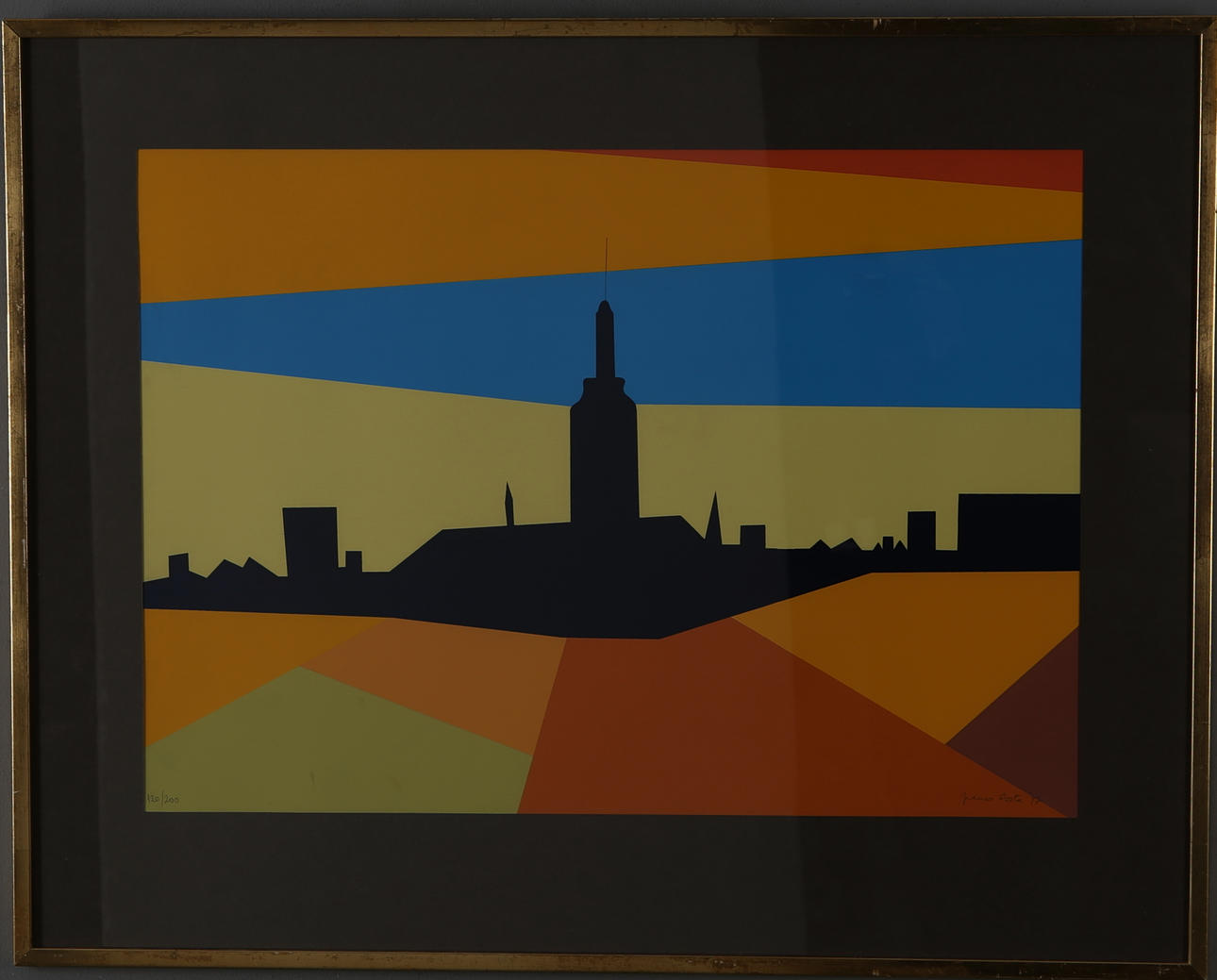 FRANCO COSTA. Stadsbild, grafik, signerad, daterad 77 samt numrerad 120/200.