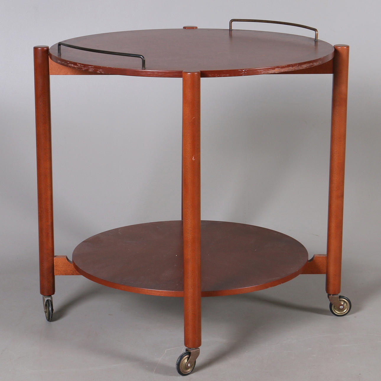 SERVERINGSVAGN, mahogny, löstagbar övre bricka, 1900-talets andra hälft.