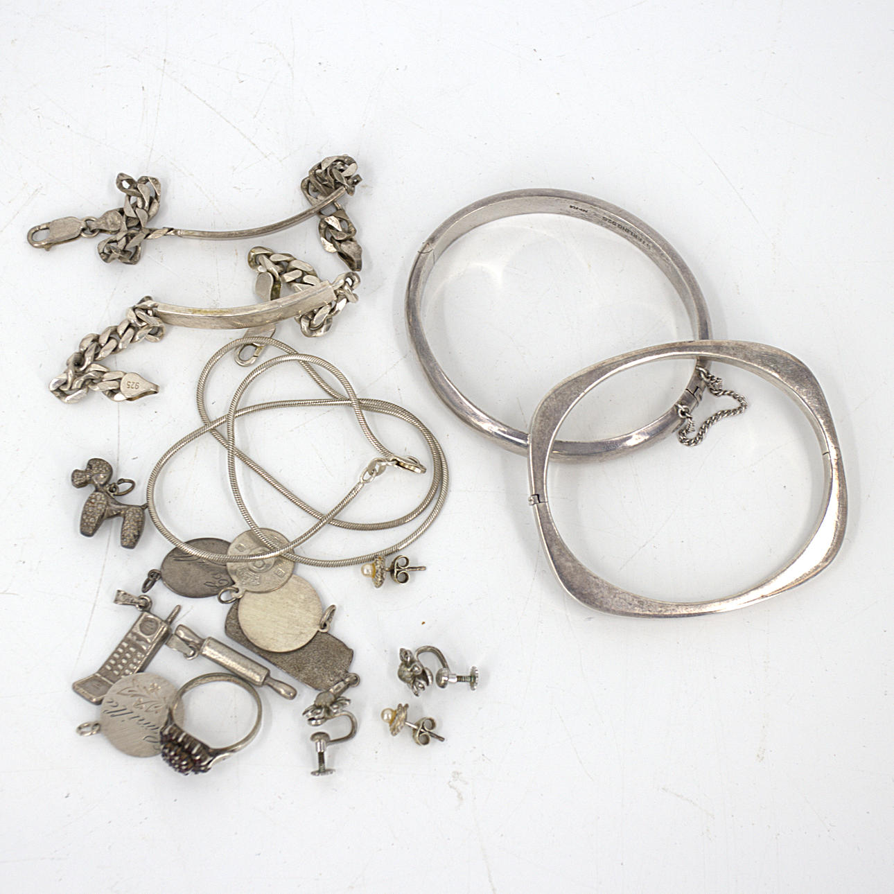 SAMLING SILVERSMYCKEN, 18 delar, silver, granater, markasiter.