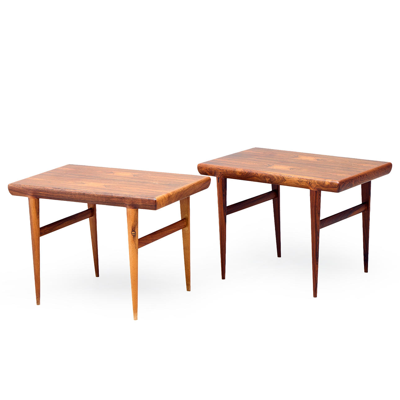 SIDE TABLES, a pair, rosewood, Denmark, 1950s-60s.