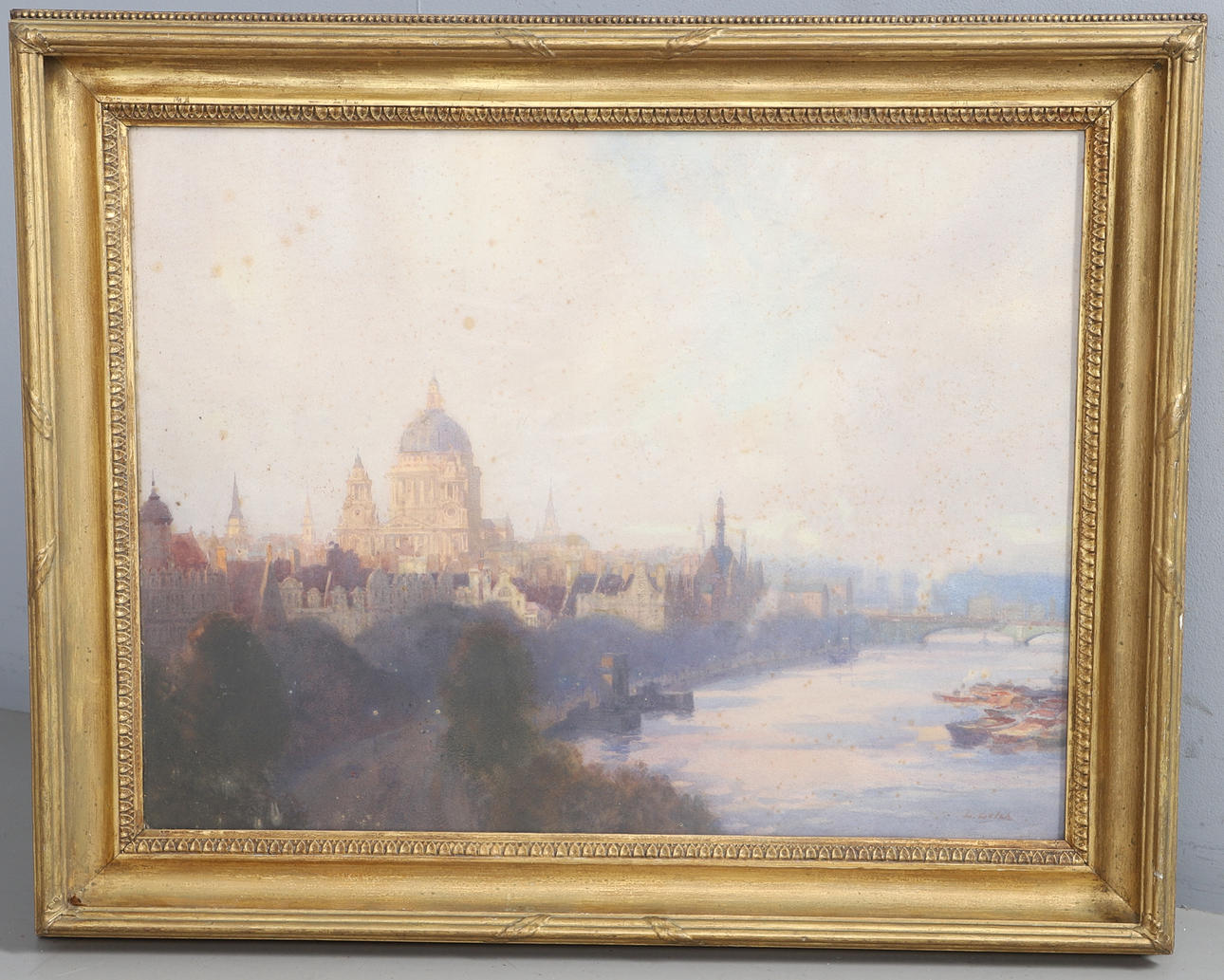 WILLIAM WELSH (20TH CENTURY). A VIEW OF ST PAUL'S CATHEDRAL FROM WATERLOO BRIDGE.