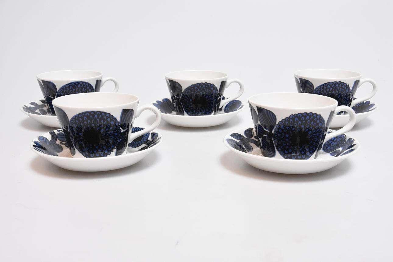 STIG LINDBERG. kaffekoppar, 10 delar " Blå Aster " Gustavsberg.