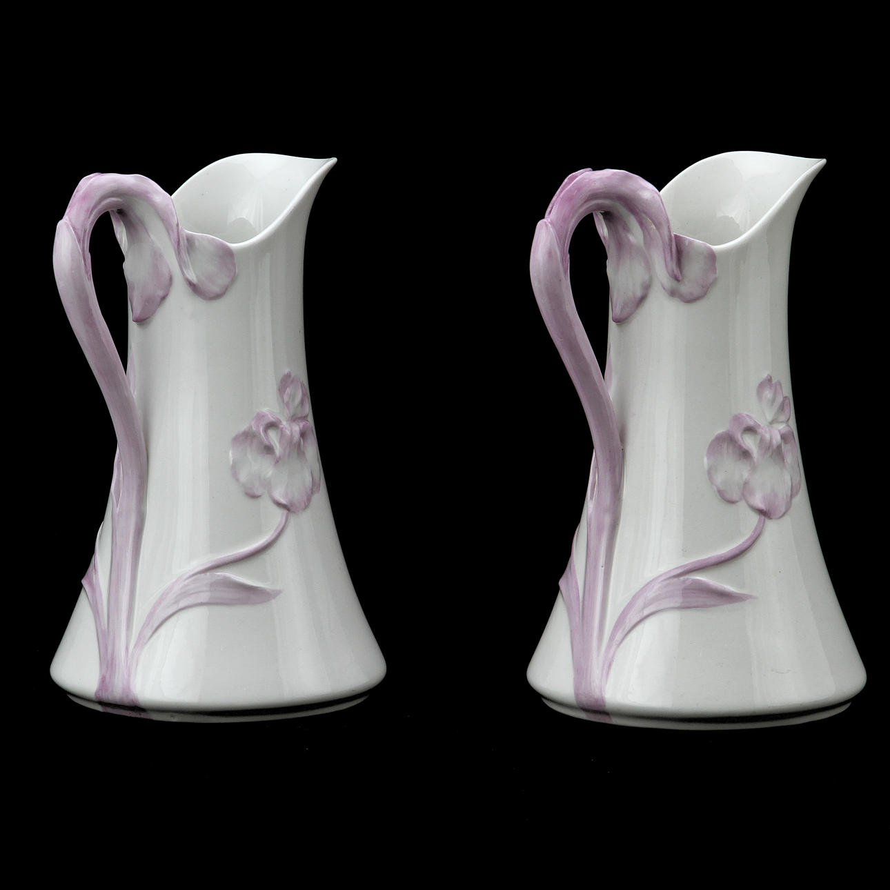 KANNOR, 2 st, porslin, "Iris", Alf Wallander, Rörstrand.