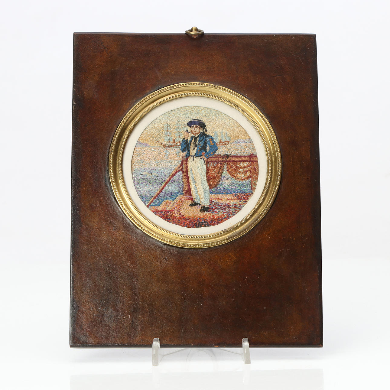 EMBROIDERED PICTURE. Sailor. 19th century.