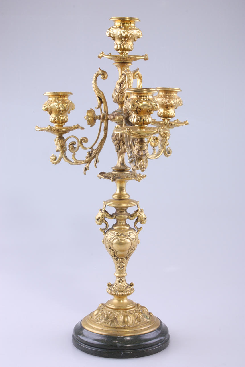 LJUSSTAKE, Nyrenässans, mässing och marmor.