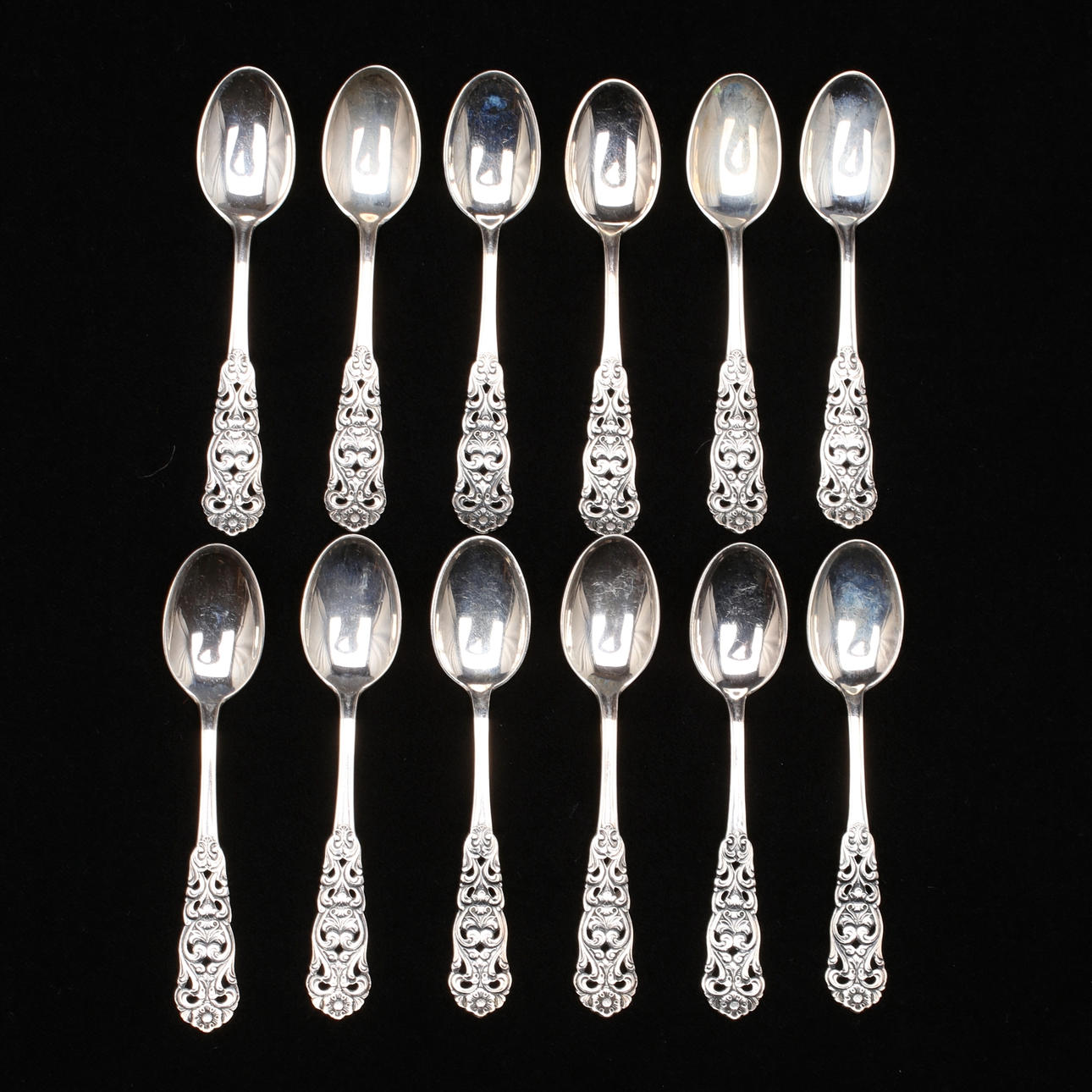 TESKEDAR, 12 st, silver, Norge, svenska importstämplar.