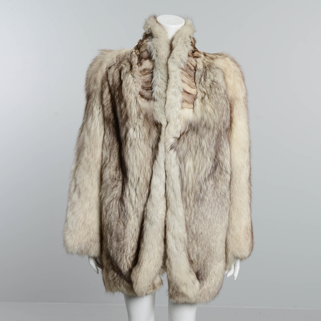 FUR JACKET, white fox, size approx. 40/42.
