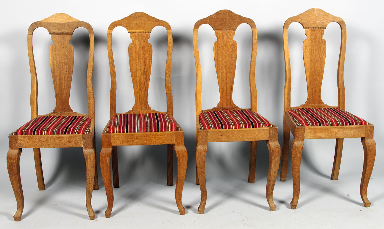 STOLAR, 4 stycken, ek, rokokostil.