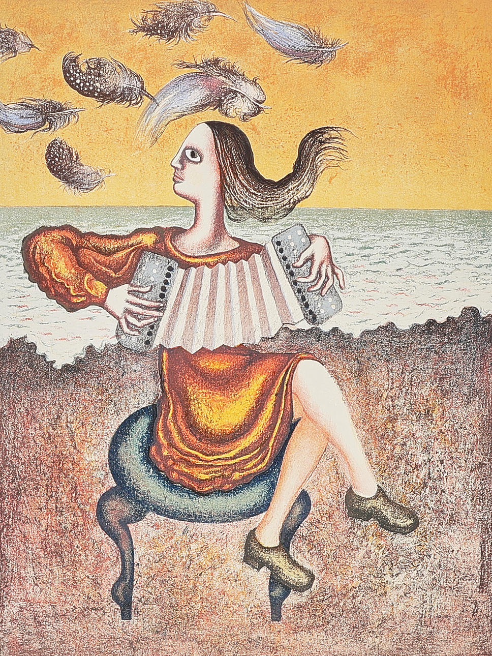 ENRICO BENAGLIA. Colour lithograph, signed 31/35.