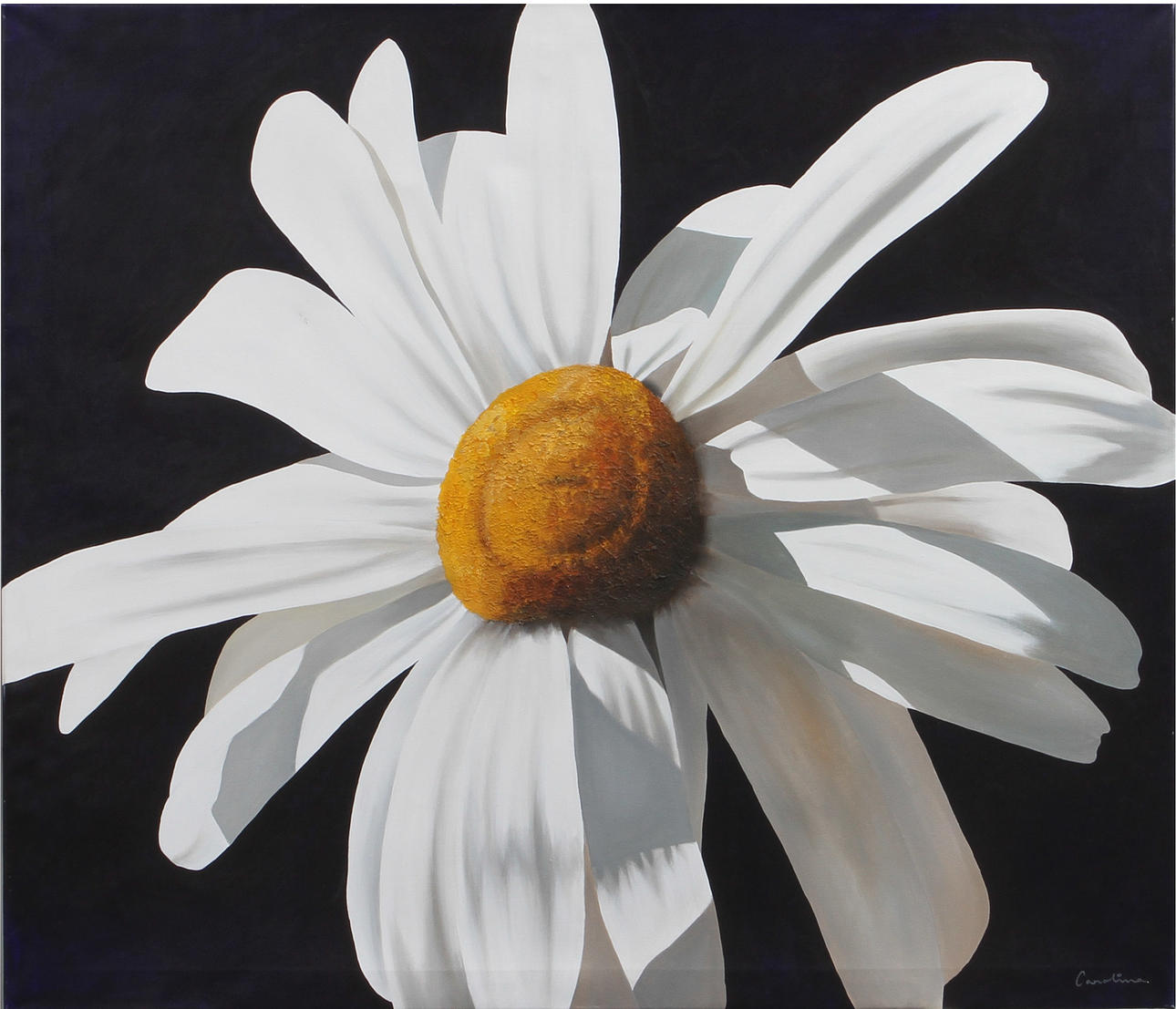 CAROLINA ALOTUS. Blomma, akryl på duk, signerad a tergo.