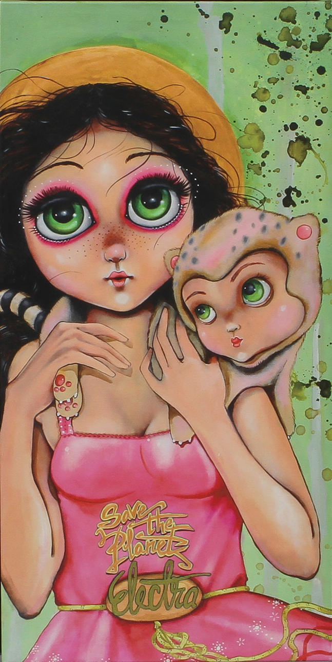 COCO ELECTRA. print on fabric, "Save the Planet".