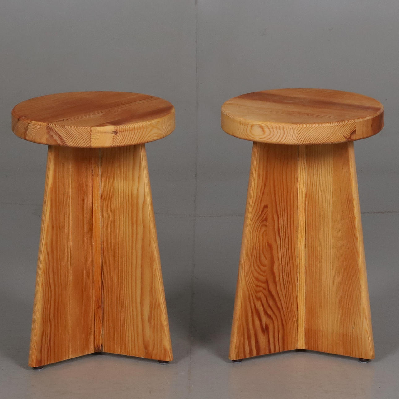 STOOLS, a pair, pine.