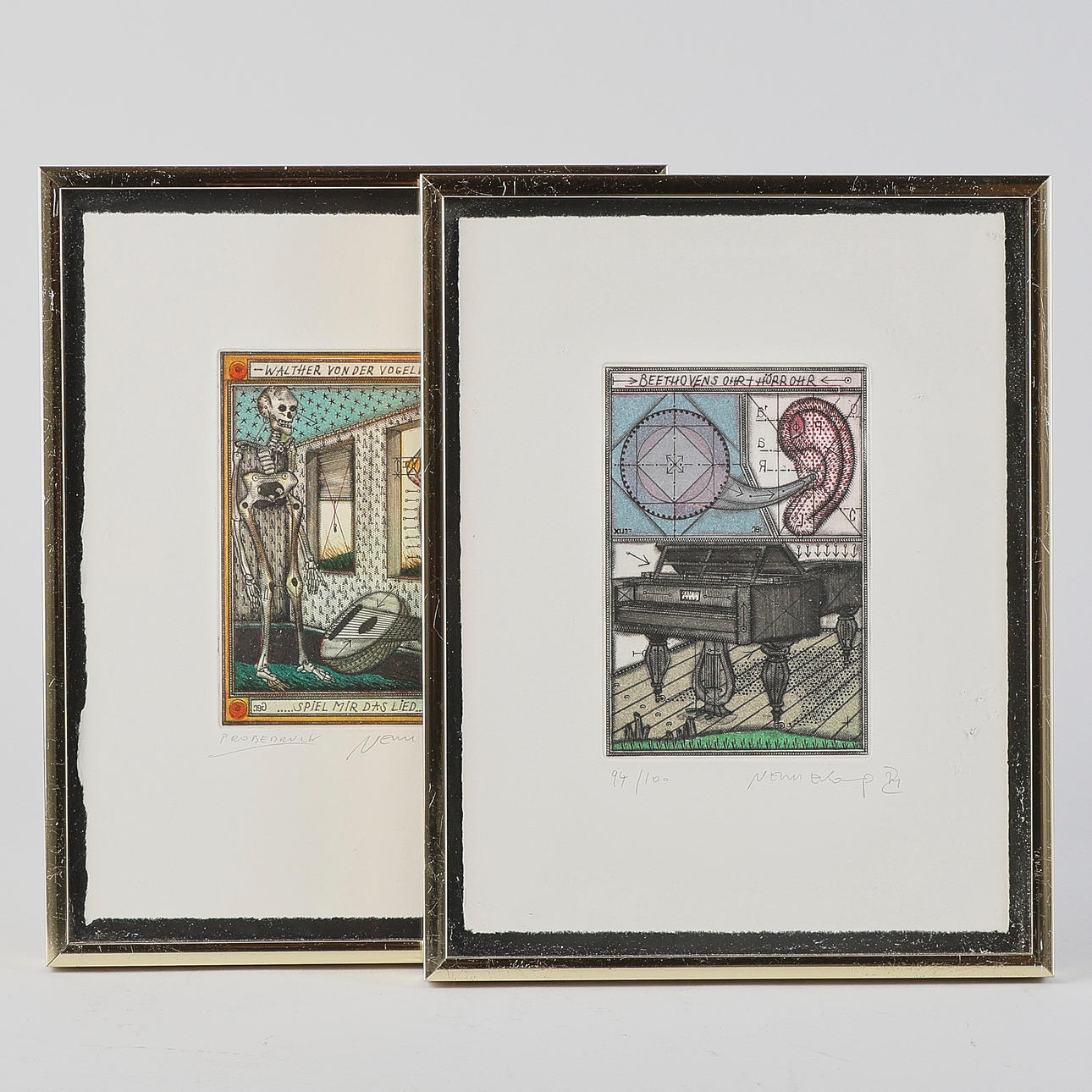 JOHANNES VENNEKAMP. colour etchings 2 pcs, signed 94/100/artist's proof.
