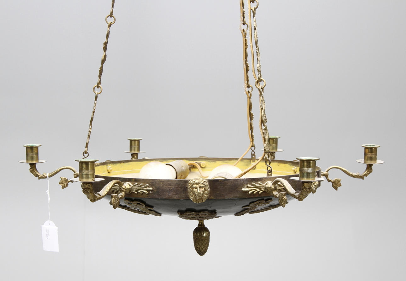 TAKAMPEL, Gustaviansk stil, 6 ljushållare, diameter 60 cm, ca 1900.