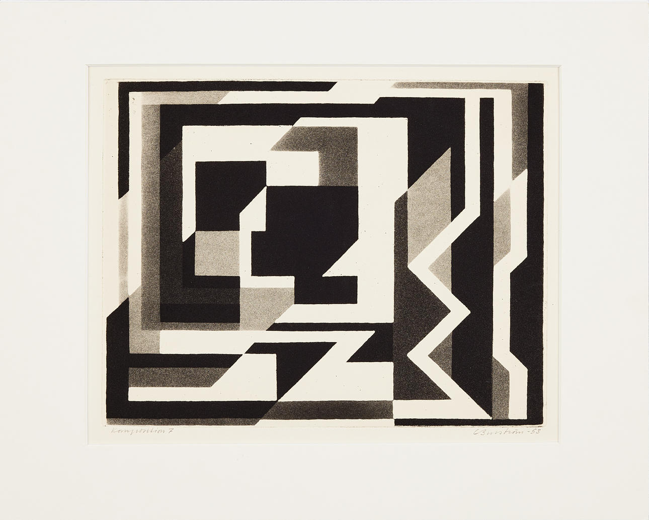 CURT BURSTRÖM. "Komposition 7", etsning, signerad, -53.