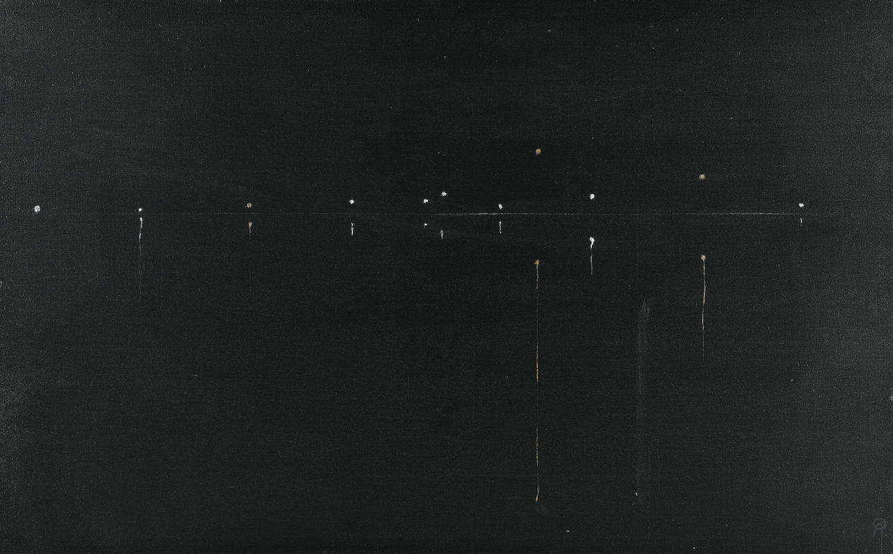 ARNE OLSSON. Akryl på duk, ”Natt i hamn”, signerad, 1900-tal.