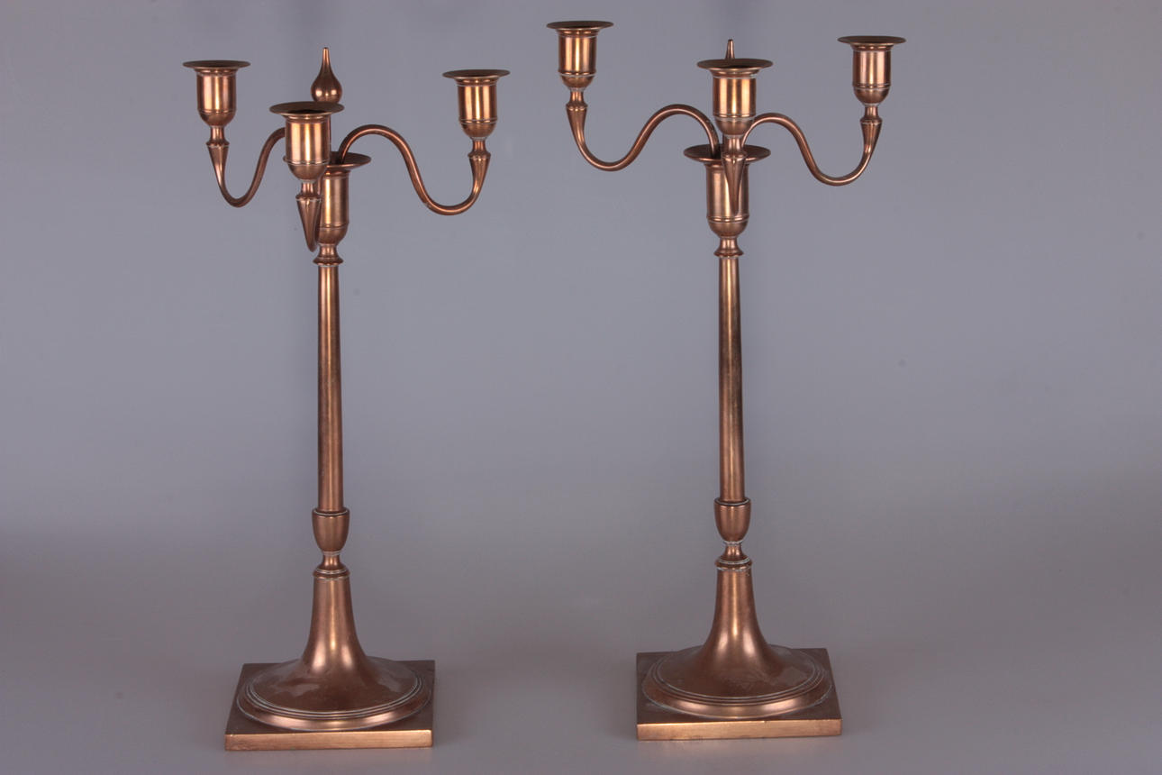 KANDELABRAR, 2 st, mässing, empire, 1800-tal.