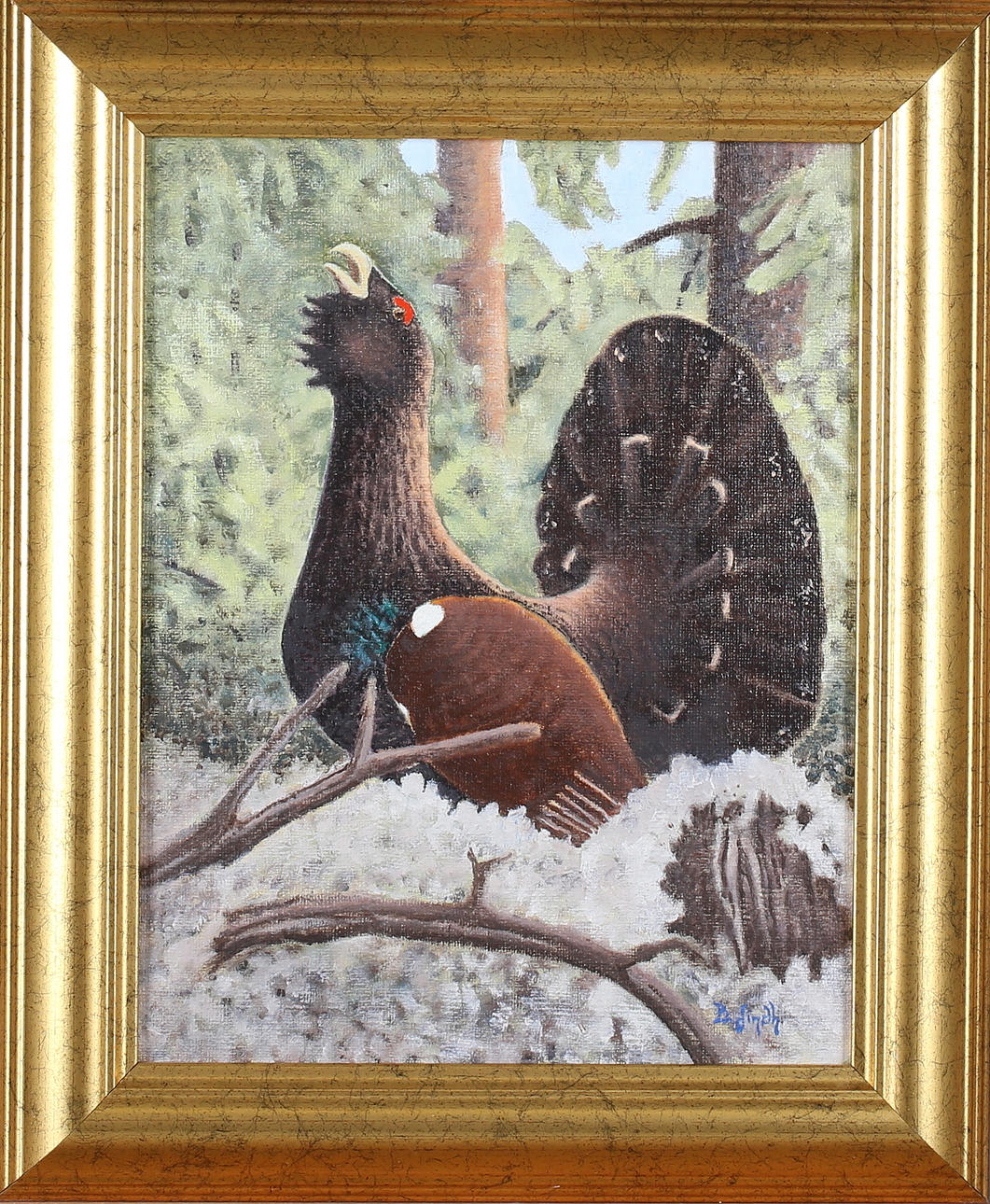 BERTIL LINDH. Tjäder, olja på duk, signerad B Lindh.