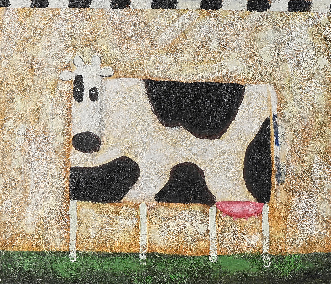 OIDENTIFIERAD KONSTNÄR. Oil painting, Signed, Cow.
